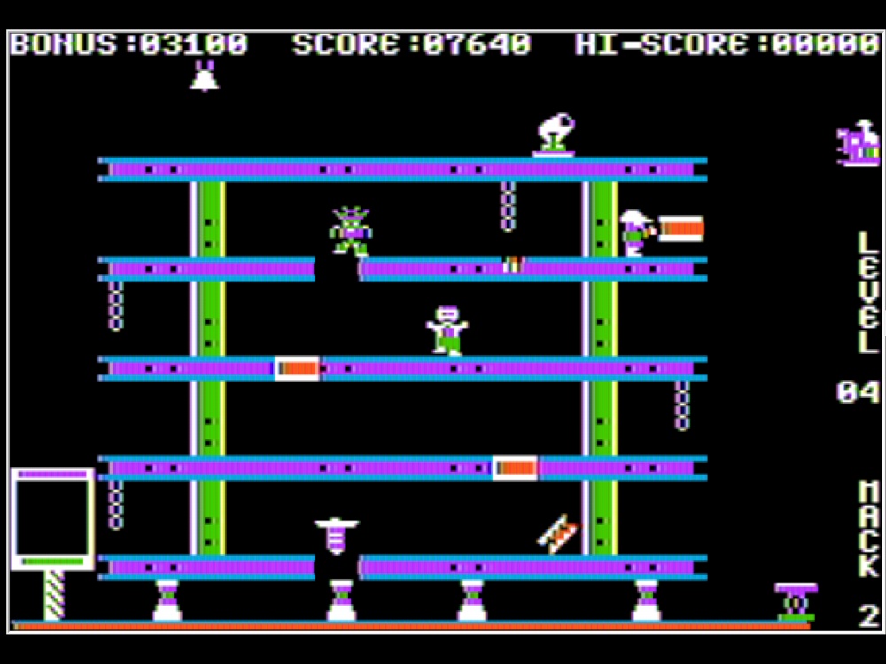 Gameplay of Hard Hat Mack for Apple II